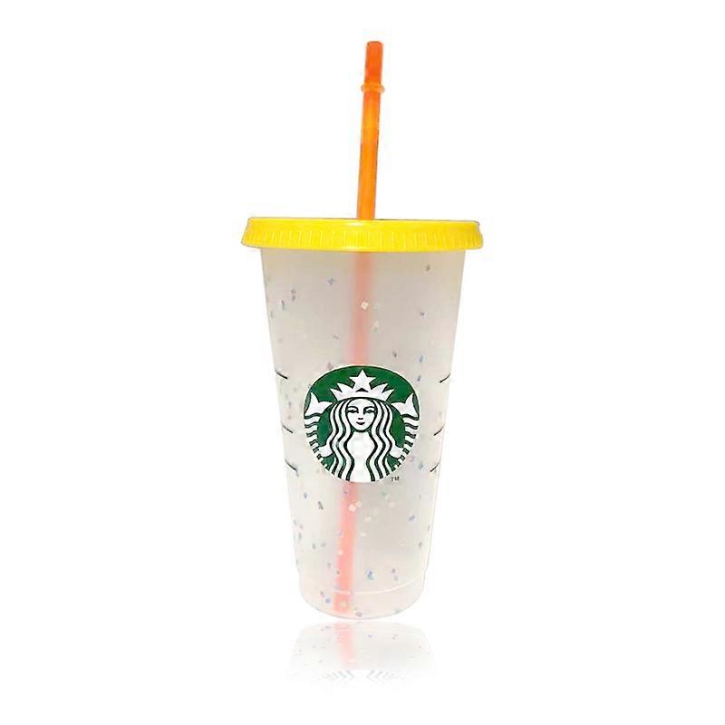 700ml Straw Cup Confetti Cup with Rainbow Straw With Lid With Logo Color Change