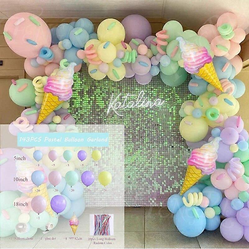 Pastel Pink Macaron Color Balloon Garland Arch Chain Matte Rainbow