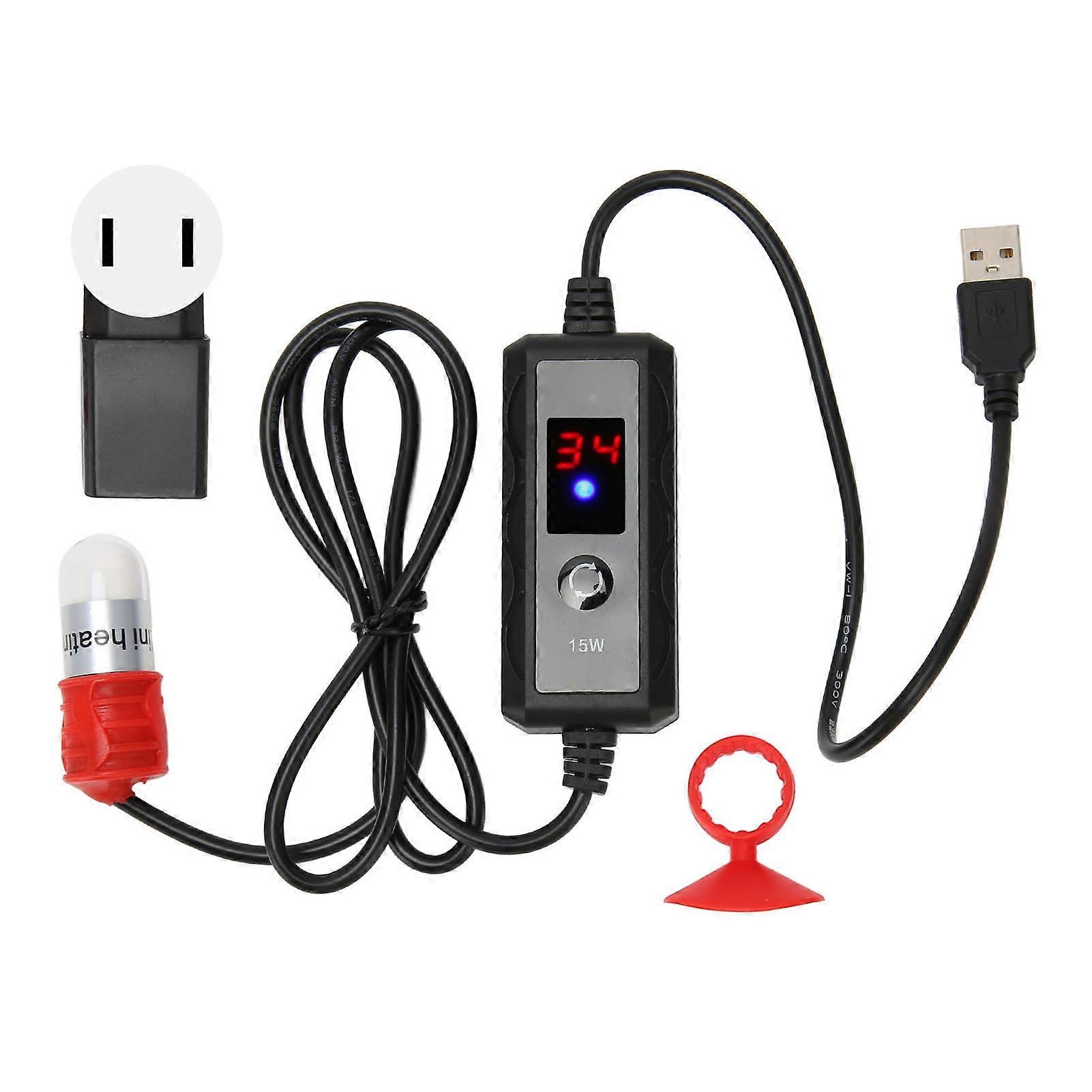 Mini Fish Tank Heater Adjustable 15W Betta Heater Small Aquarium Heater with Digital LED Display 100?240V US Plug