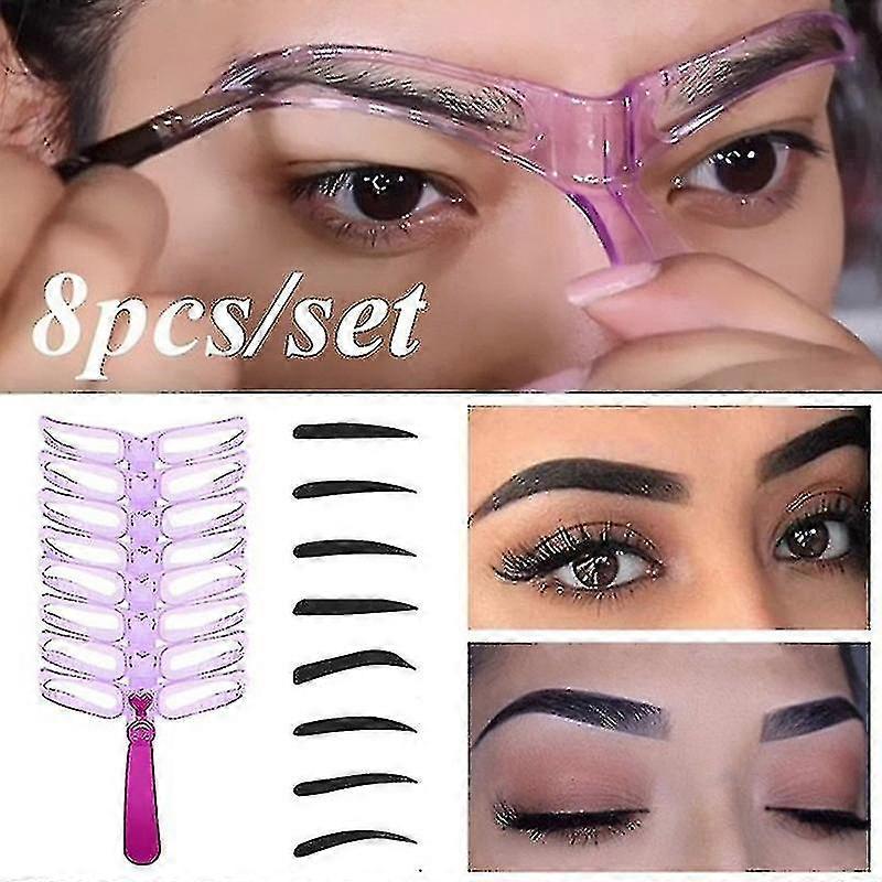 8 Pcs Eyebrow Stencils With Handle And Strap Washable Reusable Eyebrow Template