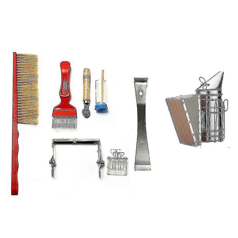 8pcs Beekeeping Tool Set Beehive Smoker Brush Scraper Equipment Tool Set