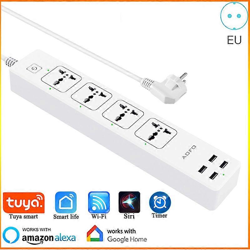אוניברסלי חכם רצועת חשמל, Wifi, Google Home, Alexa, שקע רב, 4 שקעי AC, 4 יציאות USB לטעינה, שליטה קולית