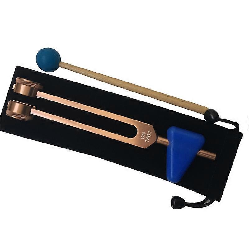 OM 136.1 Hz Tuning Forks Set Chakra Tuning Fork Sound Healing Fork Crystal Fork Tuning Therapy Tool All In A pouch & Wooden Striker