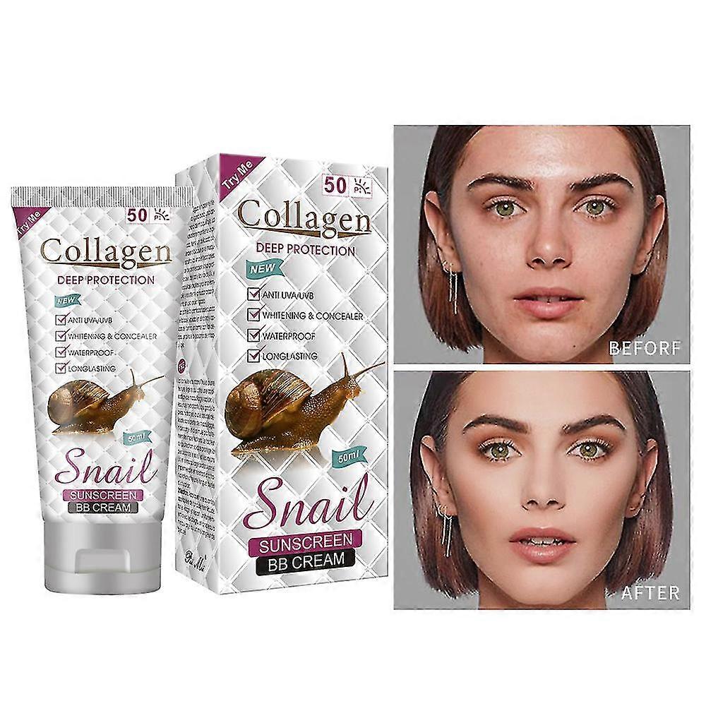 3 قطع 50 جرام كولاجين الحلزون كريم واقي من الشمس واقي للوجه الشمسية كتلة الشمس SPF 50 جل عزل غسول تبييض مرطب للوجه واقي من الشمس