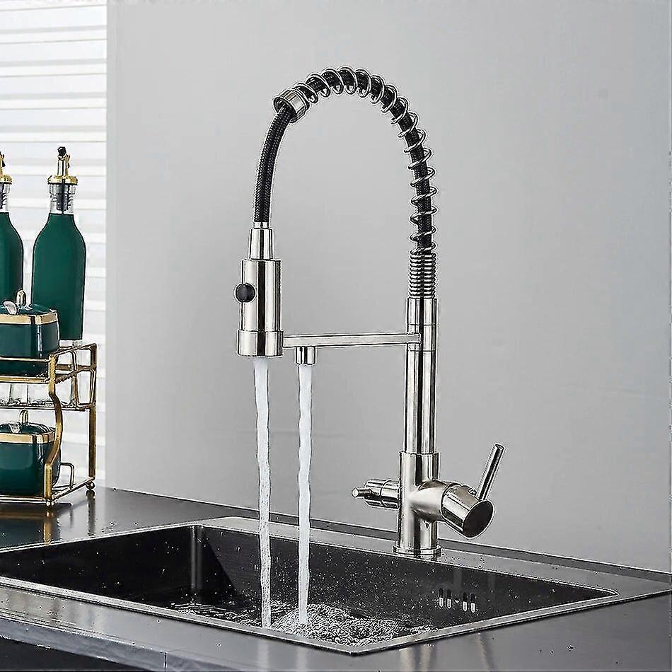 High qualityKitchen Water Filter Faucet Dual Spout Filter Drinking Water Mixer Tap Rotation Water Purification Feature Taps Kitchen Faucets