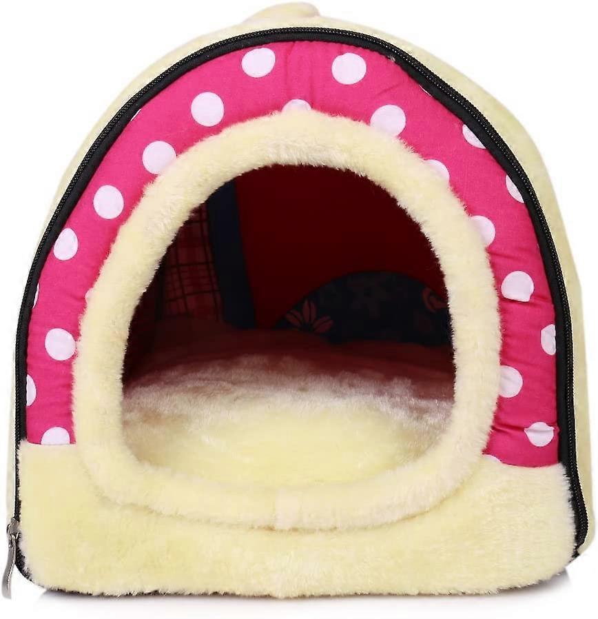 ANCOUS Pet Nest and Sofa Bed, Non-Slip Foldable Dog Cat House and Winter Soft Comfortable Mattress 4 Style 3 Size (S, Pink)