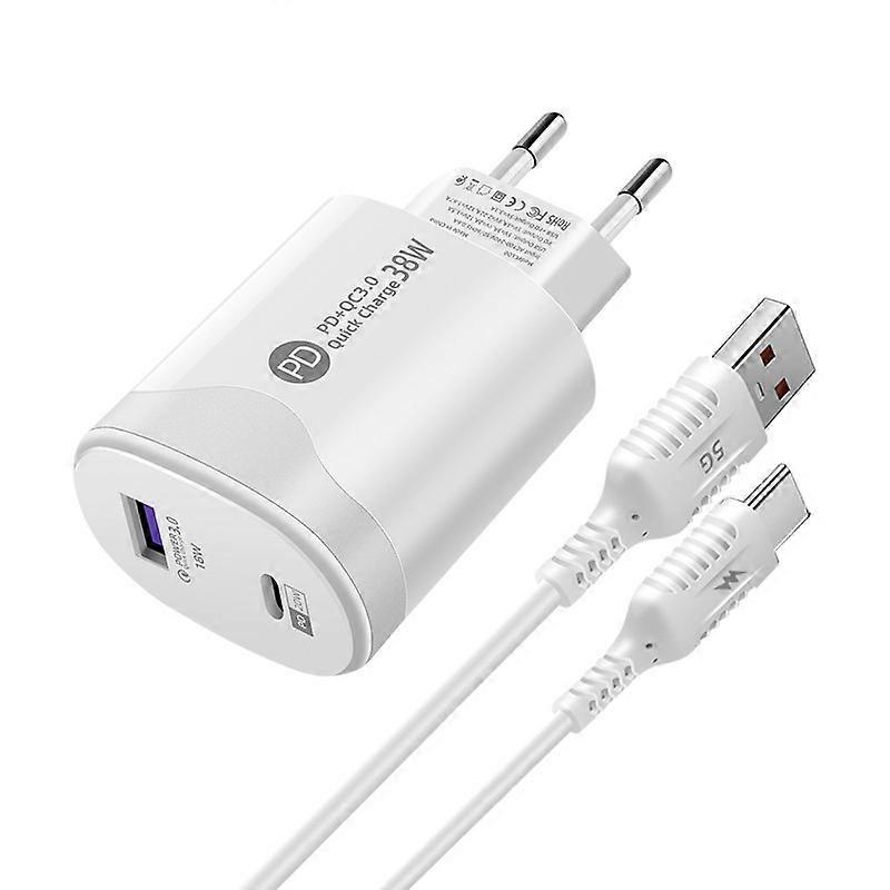 Type-c Fast Charging Head Pd20w + Qc30 Smart Phone Direct Charging Charger with Data Cable