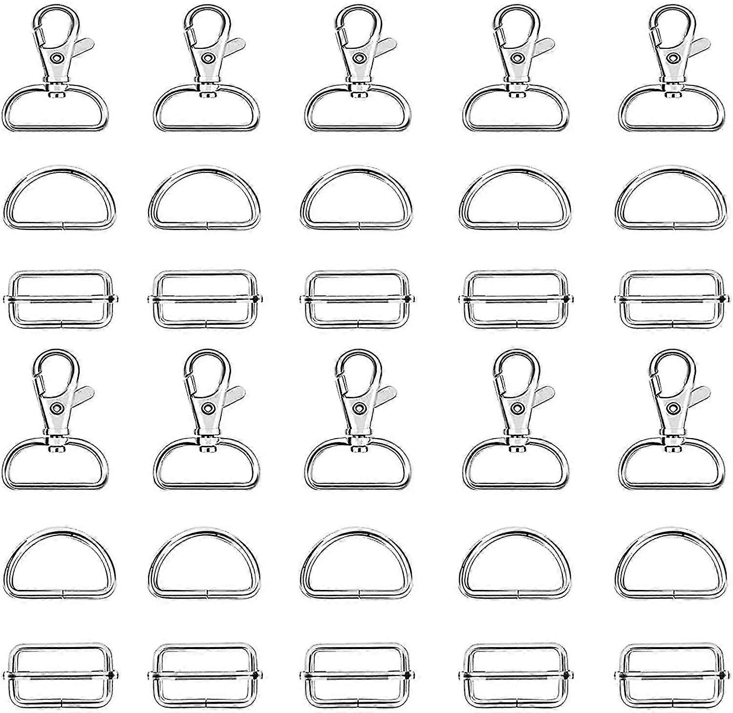 66pcs Swivel Snap Hook 25mm Sliding Buckle Strap Adjuster Set Backpack Buckle
