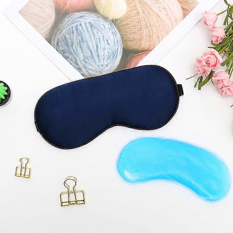 1pc Ice Pack Eye Mask Silk Fabric Patch Lightproof Cold Hot Compress Patch With Reusable Design Sea Blue