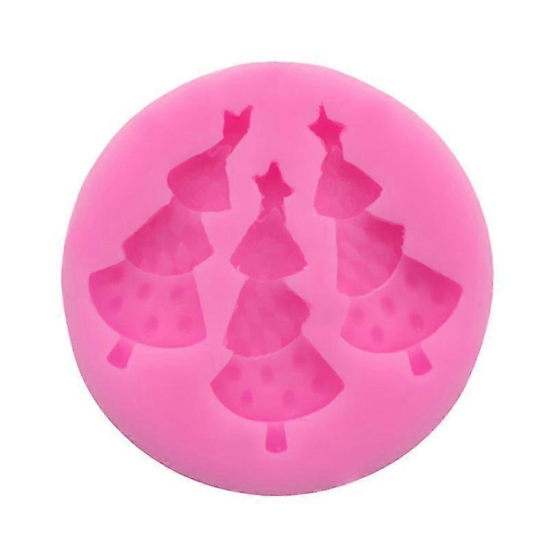 Round Shape Christmas Tree Cake Fondant Silicone Molds Cake Decorating Tools Bakeware Cupcake Dessert Chocolate Fondant Mold (Random Color)