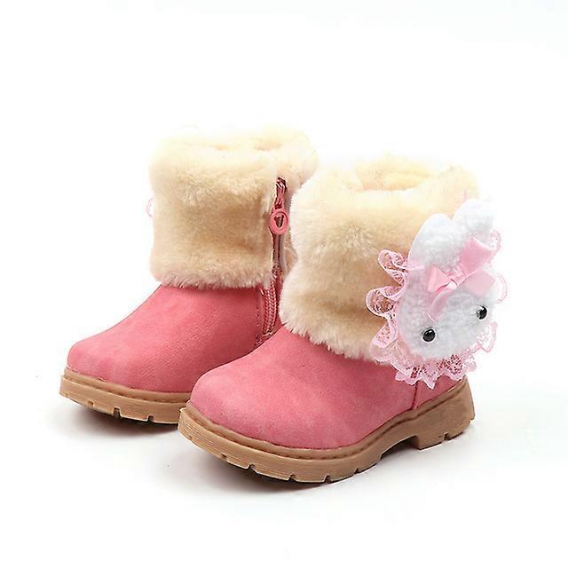 2024 Botas de Inverno para Meninas Algodão Quente Com Desenho Animado Coelho Lace Crianças Botas Moda Botas de Neve Crianças Crianças Sapatos Para Criança Menina
