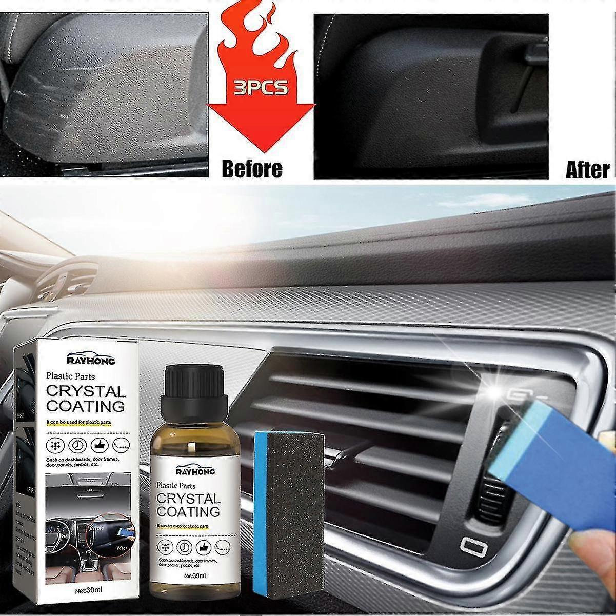 3pcs Auto Plastic Restore Refurbish Agent Car Interior Cleaner Dashboard Leather