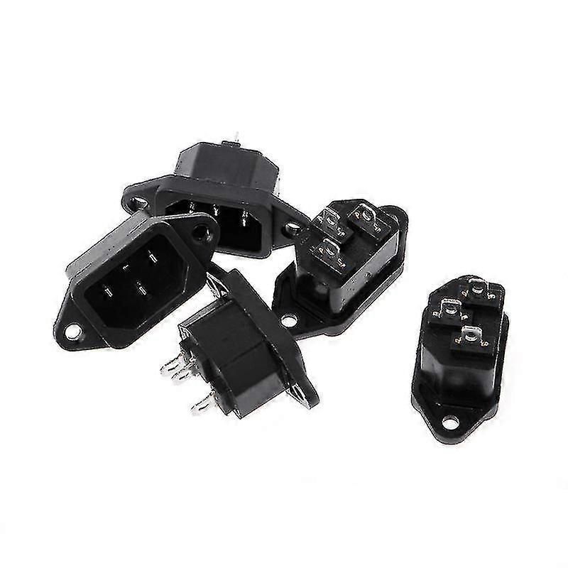 5 Pcs 3p Iec 320 C14 Male Plug Panel Power Inlet Sockets Connectors Ac 250v 10a