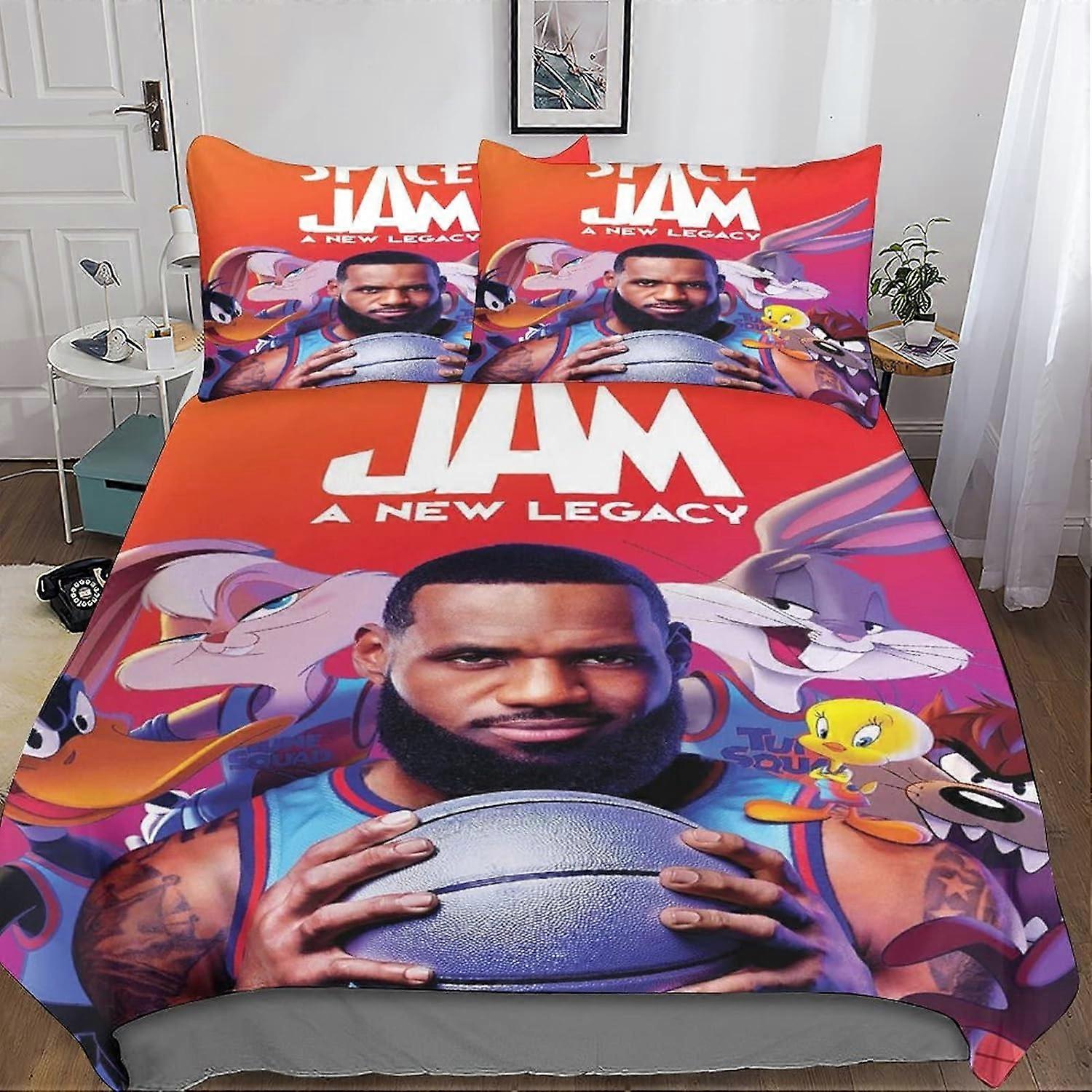 دي ليبرون جيمس غطاء لحاف مع أكياس مخدة، طقم فراش كرة سلة مع سحاب للإغلاق، غطاء لحاف للأطفال في سن المراهقة 135*200 سم