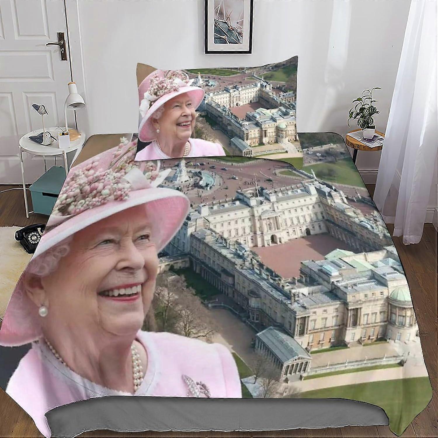 Komplet pościeli Queen Elizabeth Poszwa na kołdrę 3D, drukowana 2 sztuki, Poszwa na kołdrę z mikrofibry z zapięciem na zamek błyskawiczny Poszewki na poduszki Pojedyncza