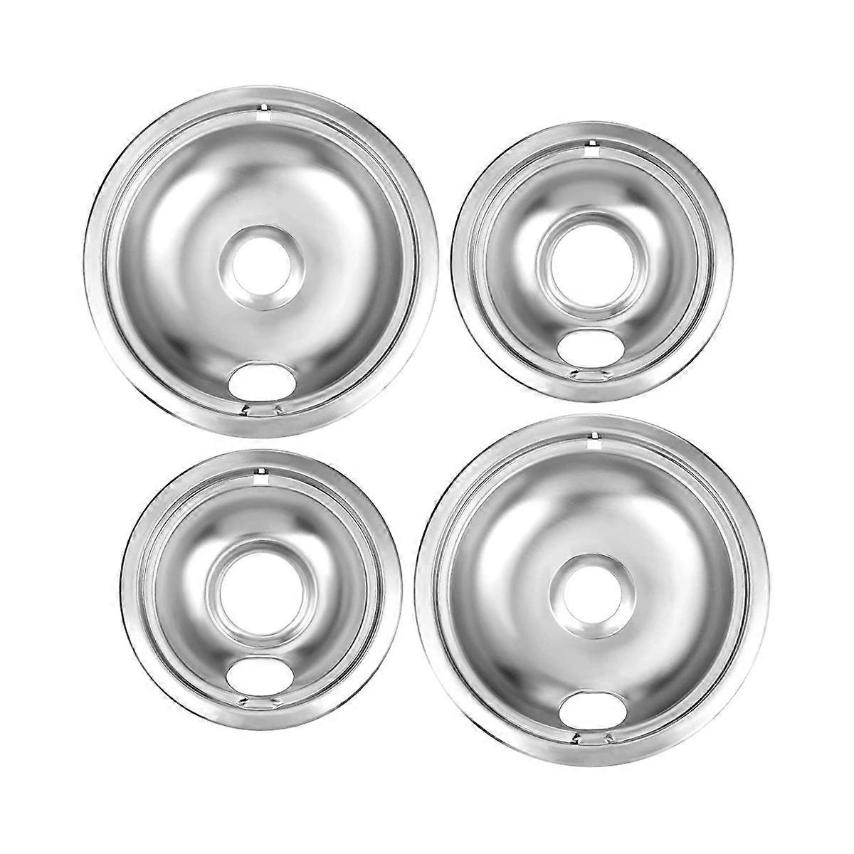 Drip Pan Kit,Universal Chrome Burner Drip Bowls Replacement for Kitchen Aid Range W10278125 W101964