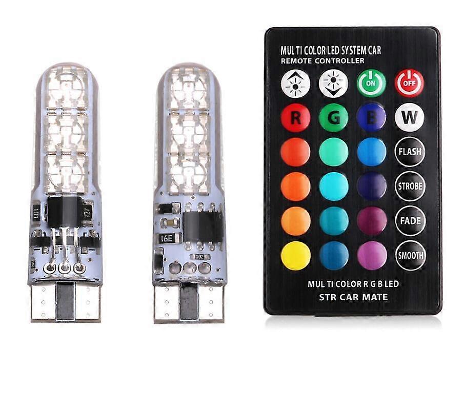 RGB with remote control t10-6smd 5050 silicone automobile side lamp flash lamp atmosphere lamp assembly