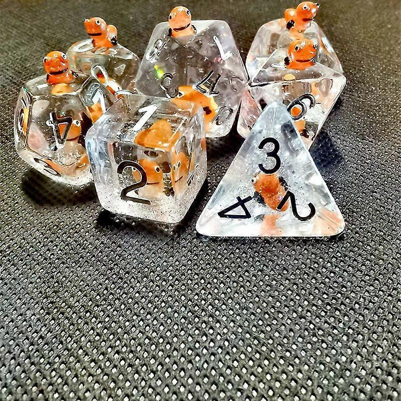 New DND Upscale 7Pcs Resin Dice Set Polyhedral Inline Animal D4 D6 D8 D10 D12 D20 Dices for RPG Board Game and Tabletop Games