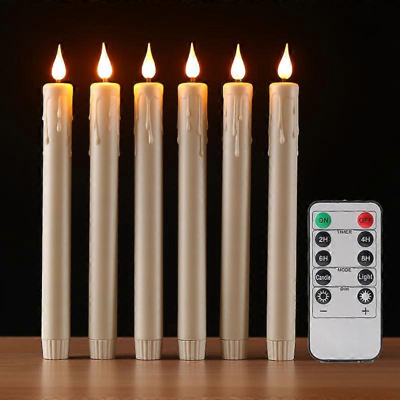 6 Pcs Flameless Taper Candles with Remote