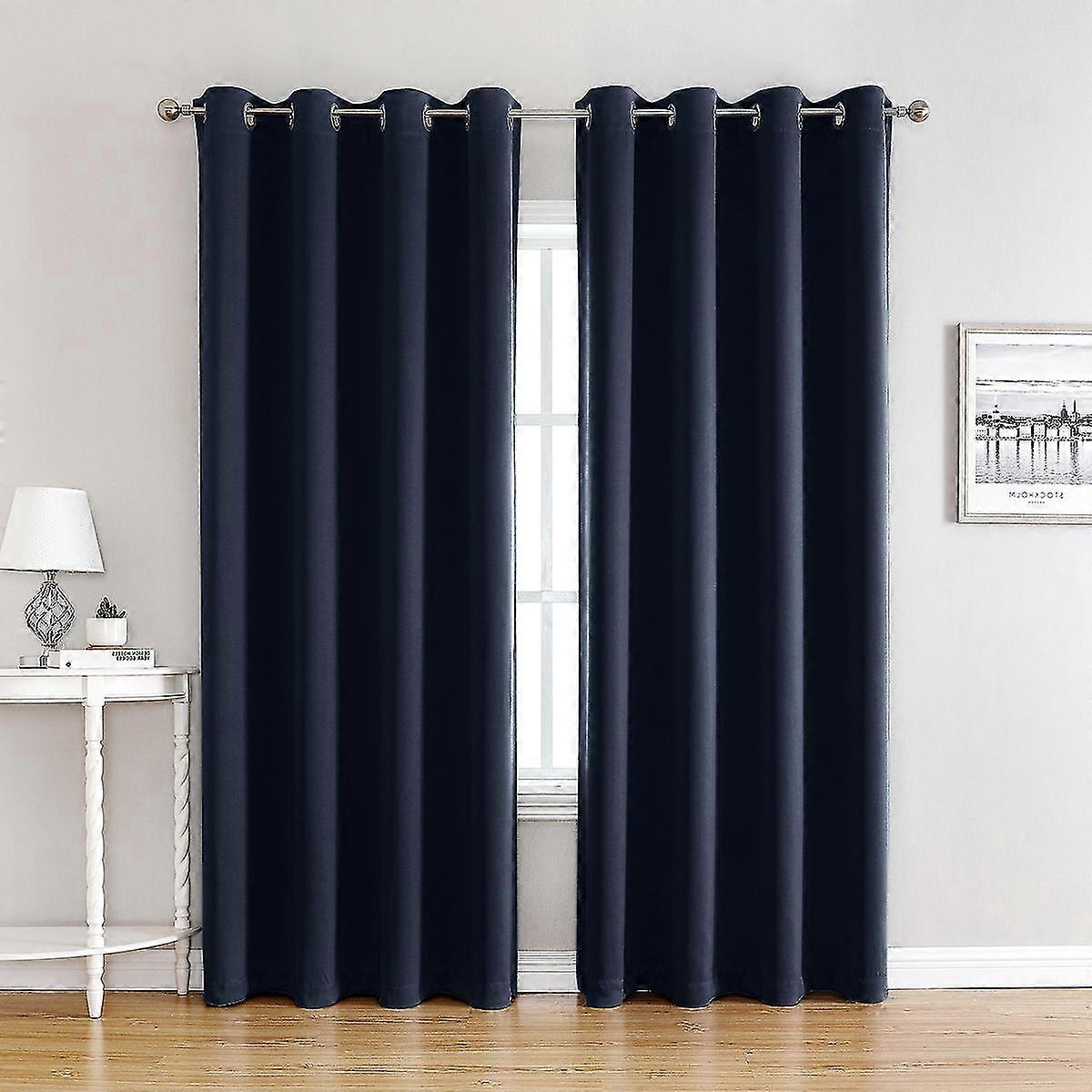 Pack Of 2 Curtains With Eyelets 132*160cm-blue