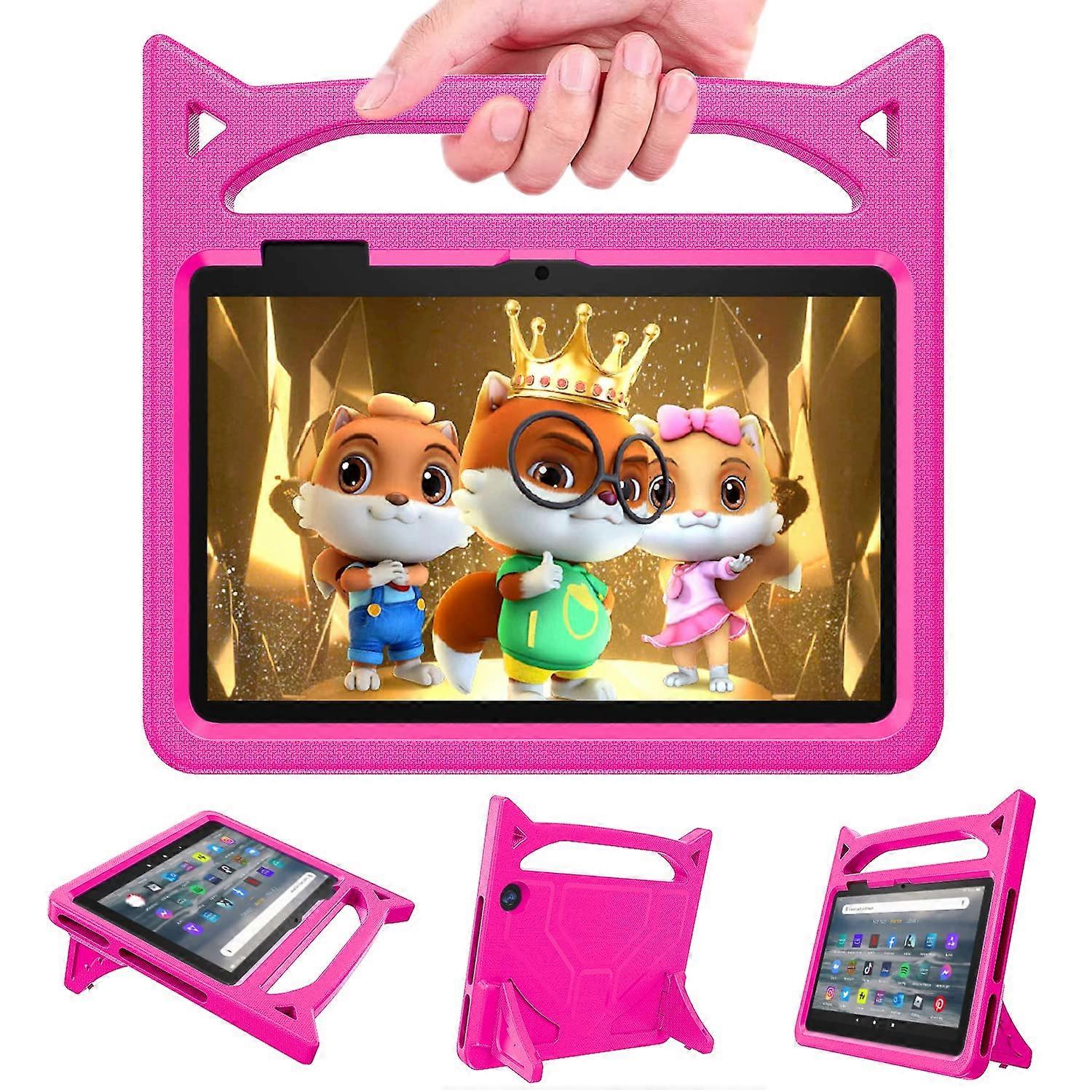 New 7 inch tablet case, 12th generation (2022 released), kids tablet case with e-book, shockproof tablet case, lightweight and kid-friendly (pink)