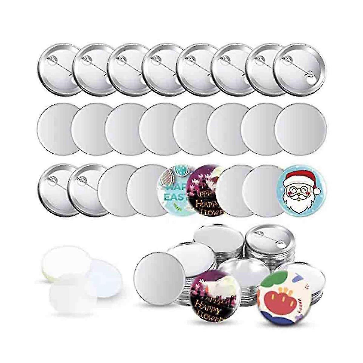 100 Sets Blank Button Making Supplies for Button Maker Machine Round Badge Pin Button Parts, 58mm/2 yuante