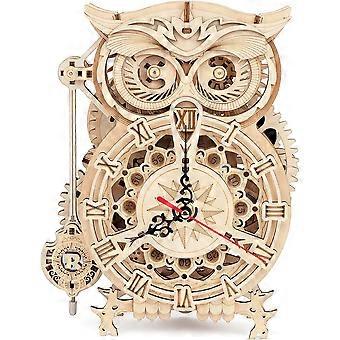 3D Wooden Puzzles ROKR Owl Clock - Mechanical Model Building Kit for Adults 161PCS Clock Puzzles Creative Gift Home Decor for Family