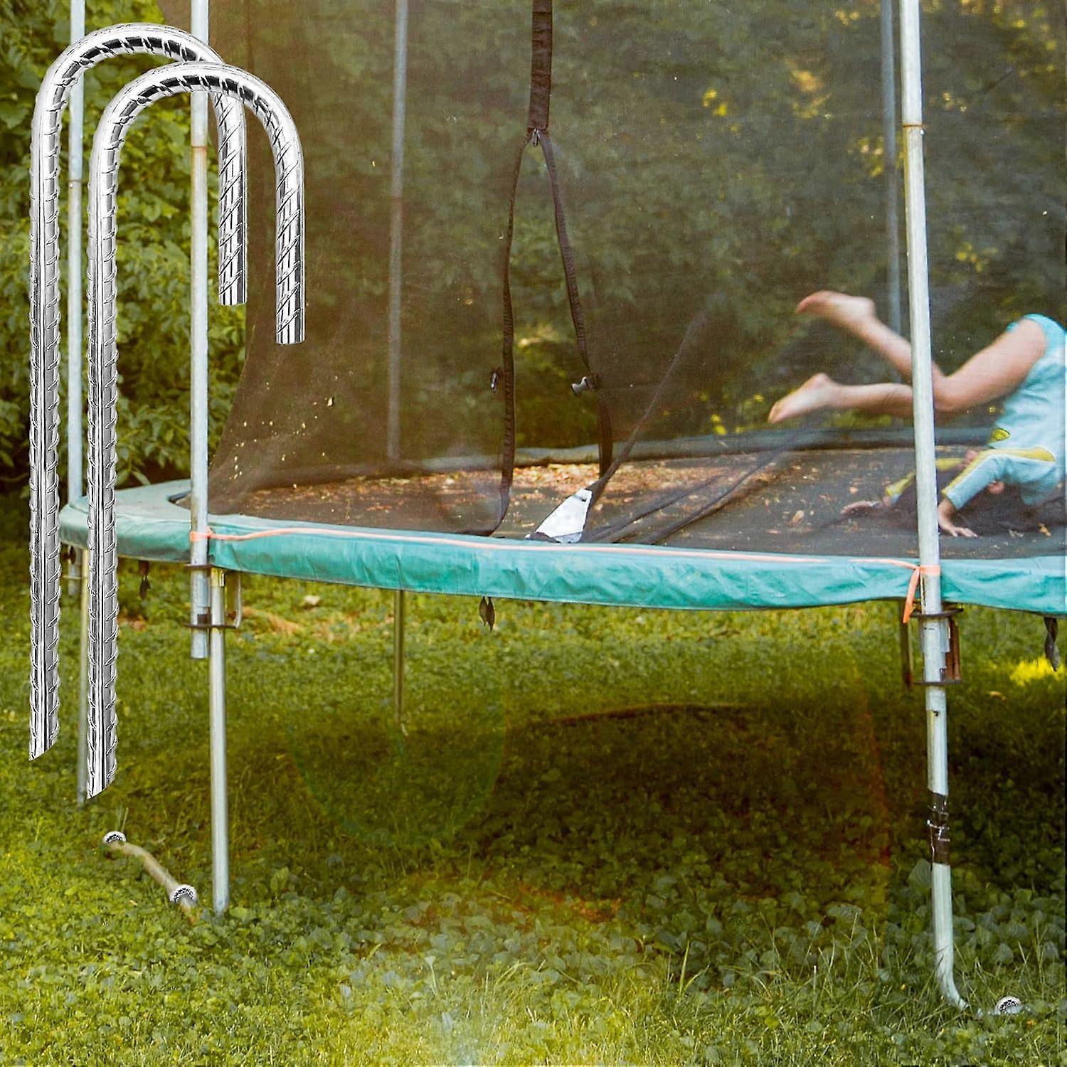 Trampolinpfähle Aus Verzinktem Stahl – 40,6 Cm Bodenanker Für Trampoline, Zelte, Zäune & Gartendeko, Robust Und Wiederverwendbar