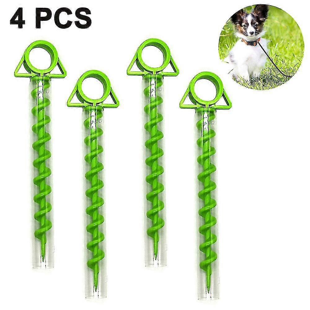 Plastic Spiral Ground Anchor For Camping, Swing Sets(4 Pcs, Green)