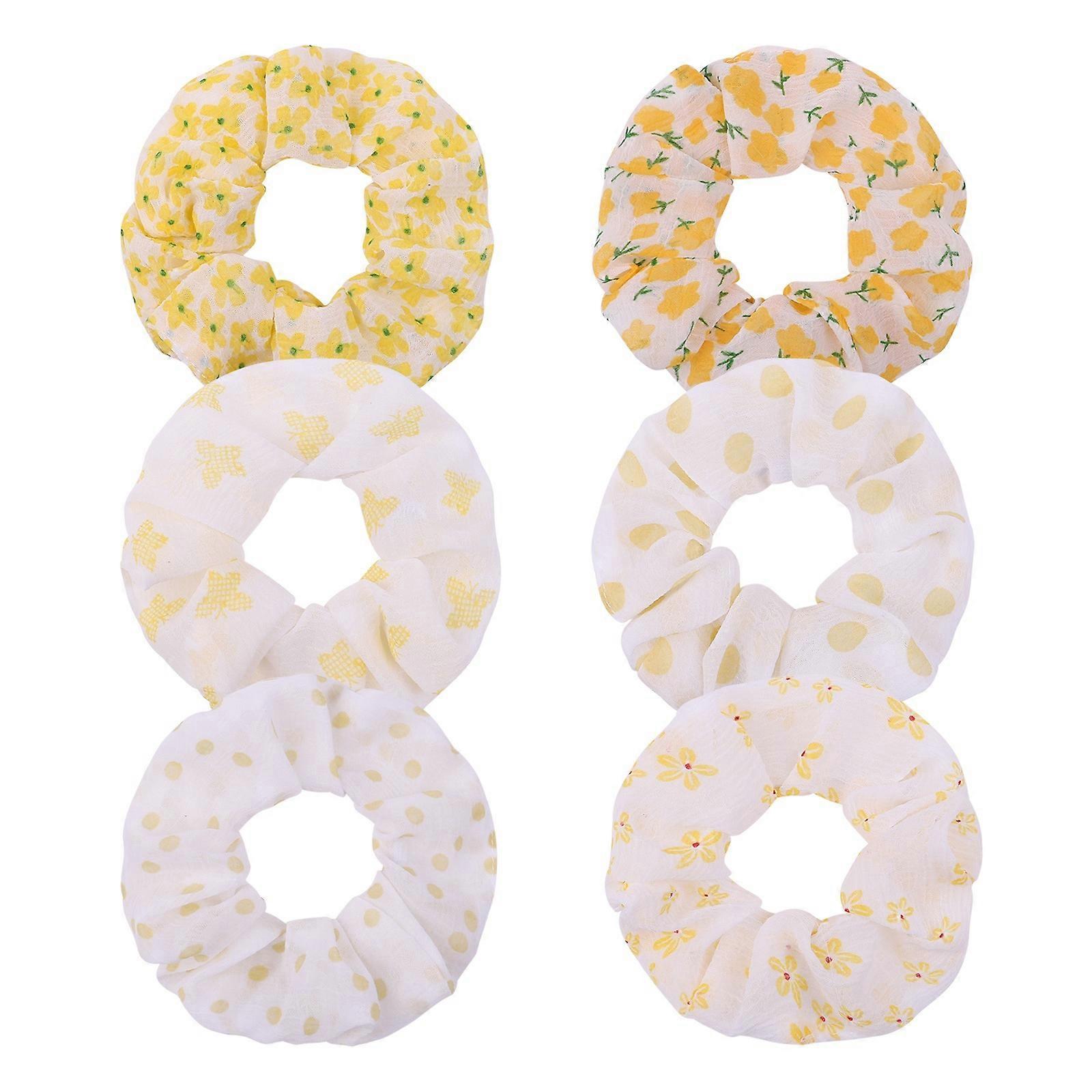 6pcs Printed Large Intestine Hair Tiesea