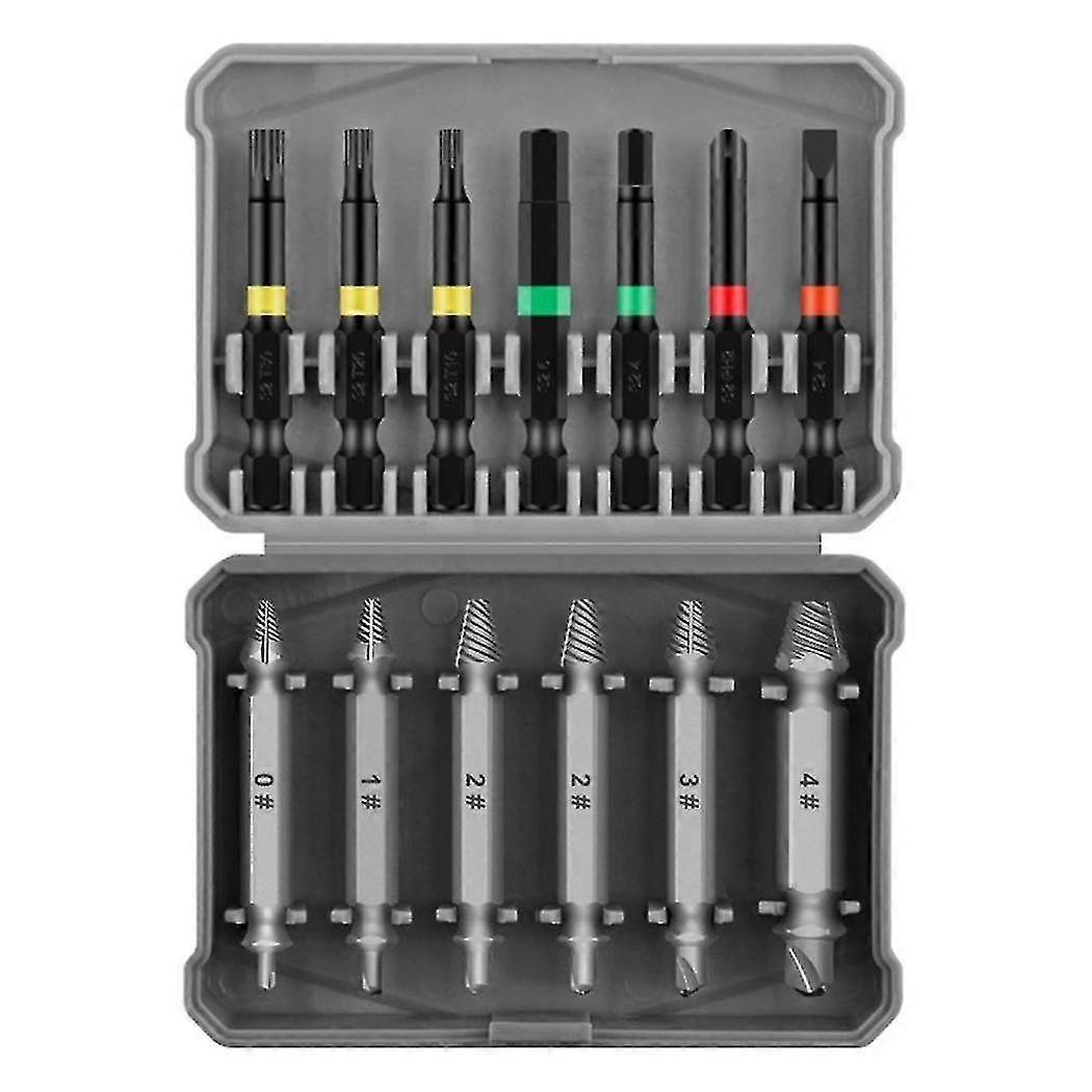 13pcs Broken Wire Extractor Multifunctional Screw Extractor Take Broken Wire Word Plum Hexagon Screwdriver Head.