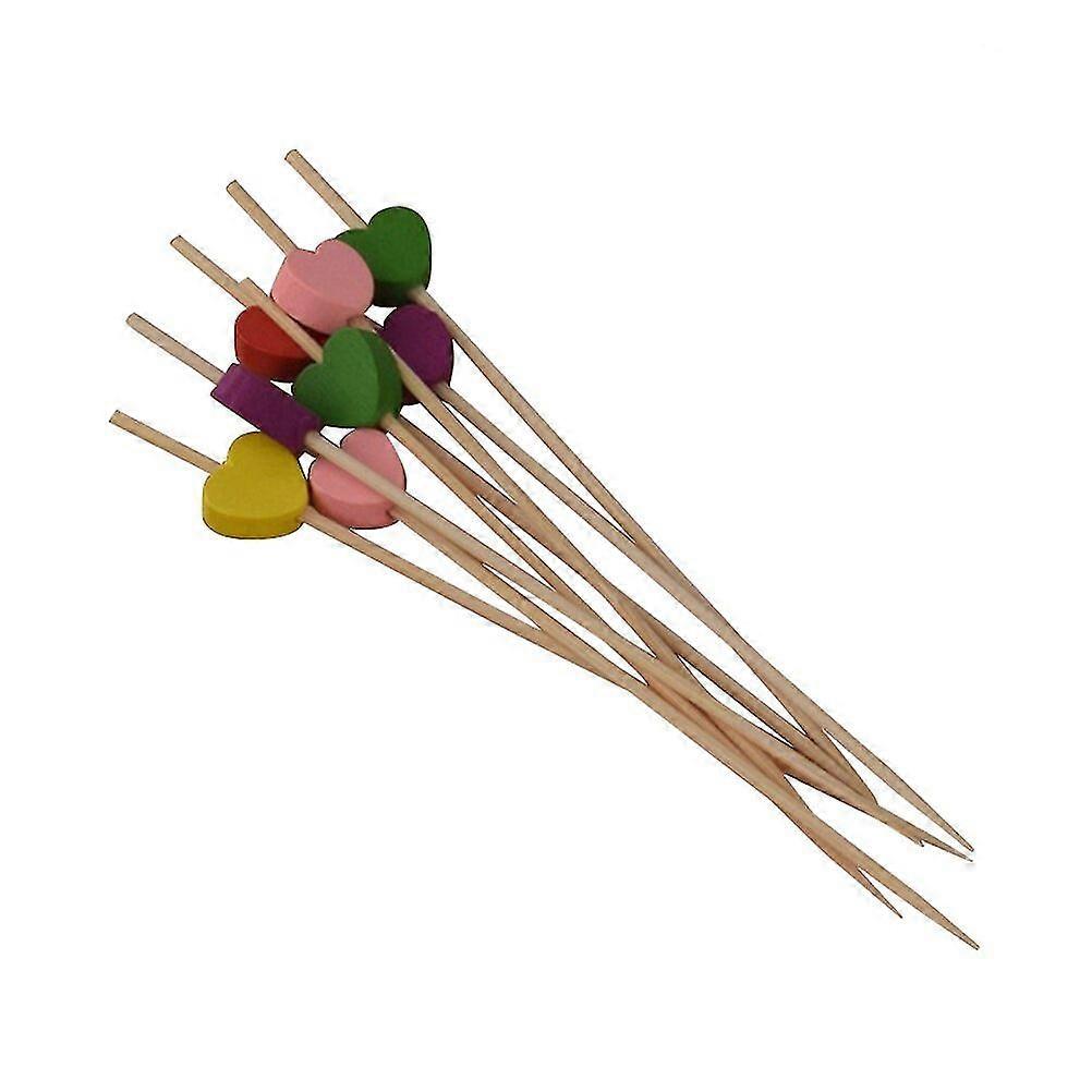 100pcs Bamboo Fruit Picks Disposable Cocktail Toothpicks Food Sandwich Pick Sticks Party Supplies (multicolor)