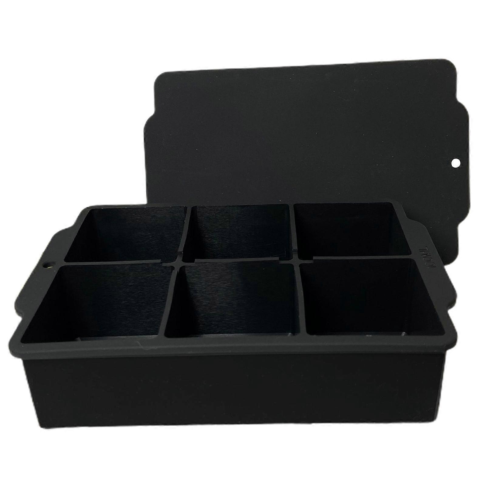 Ice Tray Mold with Lid 6 Grids Easy to Demold High Flexibility Cold Resistant Ice-Cube Making Dust Proof Ice Mold Tray Kitchen Supply KAESI