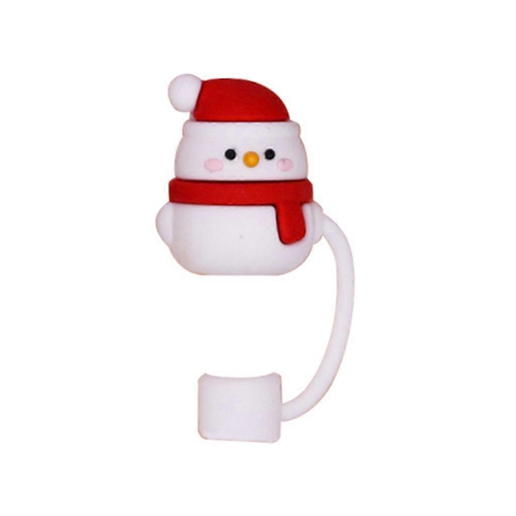 Christmas Straw Covers Cap Cartoon Silicone Drinking Straw Plug Tips Reusable