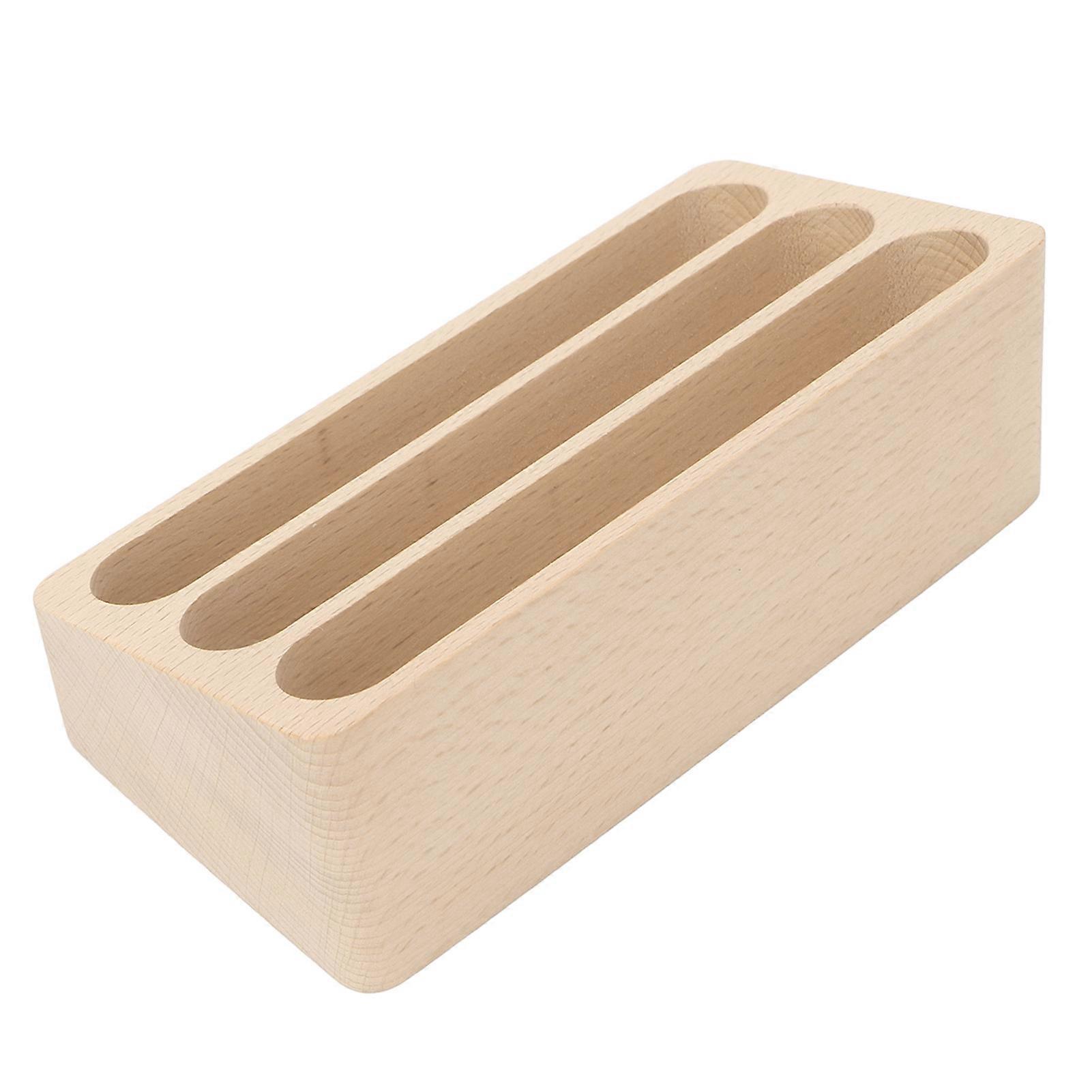 Business Card Holder Stand 3 Slots High Stability Wooden Name Card Display Counter for Office Salon