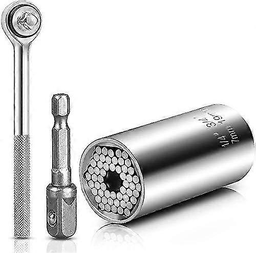 7-19mm Universal Socket Wrench Set Power Drill Ratchet Bushing Spanner Multifunction Hand Tools