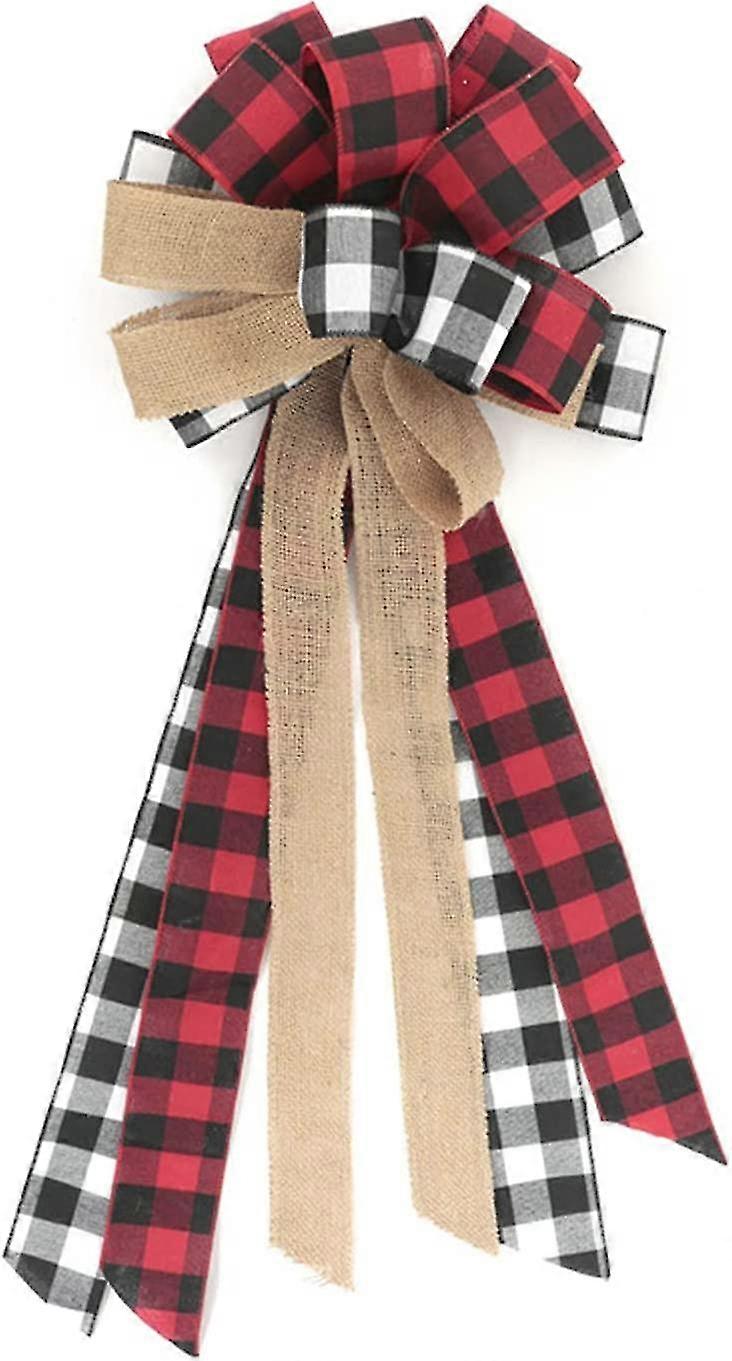 Decorative hanging bow for Christmas tree - Red and black - Polyester - Door decoration