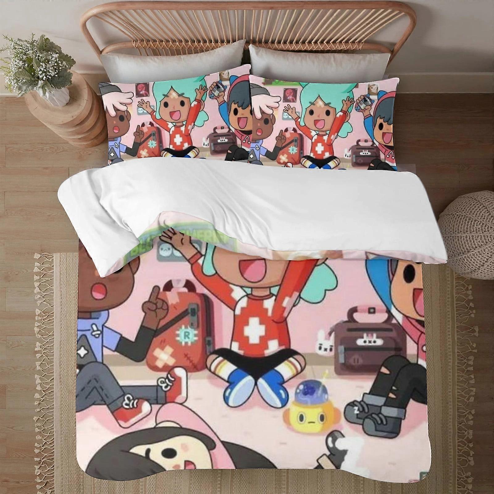 Bedding set BM223 Toca Life Soft 3D Printed Duvet Cover Bedding Set with Comforter Cover 3 Piece Set Includes 2 Pillowcases and 1 Cover Machine Washab