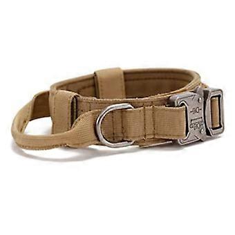 Adjustable Dog Collar Comfortable Breathable Pet Collar with Metal Buckle for Medium Large Dogs Khak