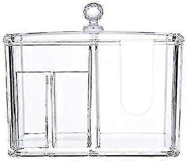 Βαμβακερό κιβώτιο αποθήκευσης βαμβακιού κάτοχος μάκτρου με το καλλυντικό κιβώτιο αποθήκευσης makeup διοργανωτές καπακιών Transparen