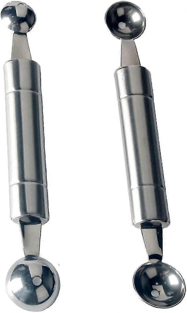 Stainless Steel Double-headed Melon Baller (silver) (2pcs)