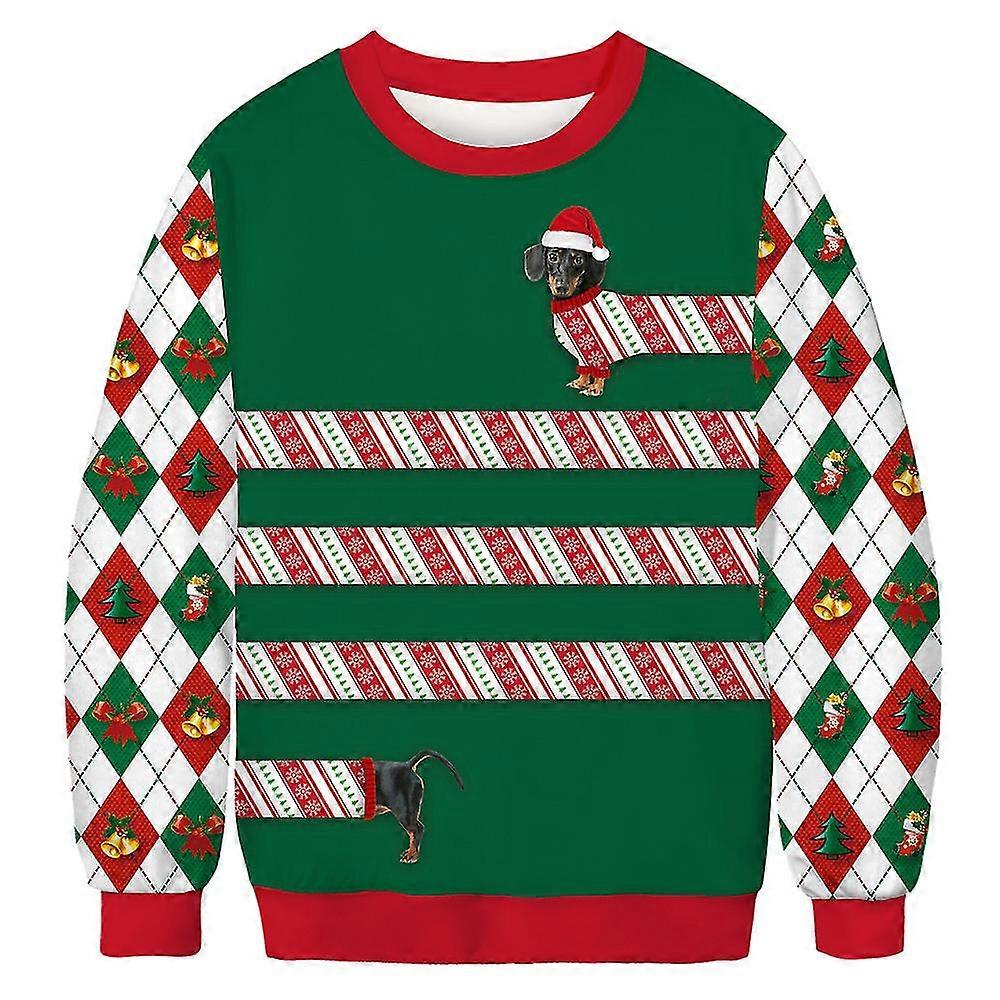 2022 مضحك 3D طباعة سترة الرجال النساء القبيح عيد الميلاد البلوزات البلوزات قمم عطلة حزب البلوز هوديي سويت شيرت - الكلب الألماني