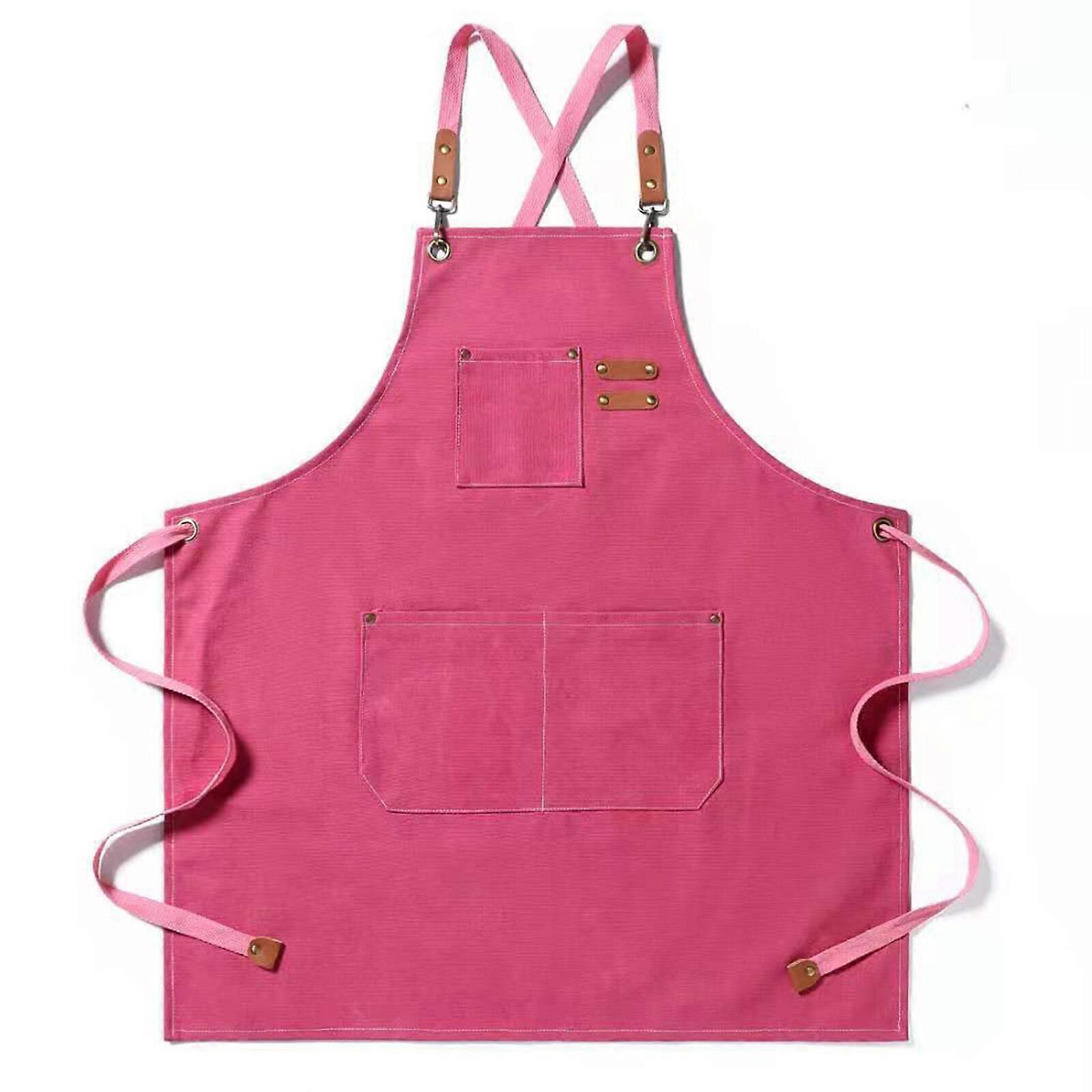 Cotton Canvas Apron Adjustable Cross-back Straps With Three Pockets For Men And Women,100% Brand New