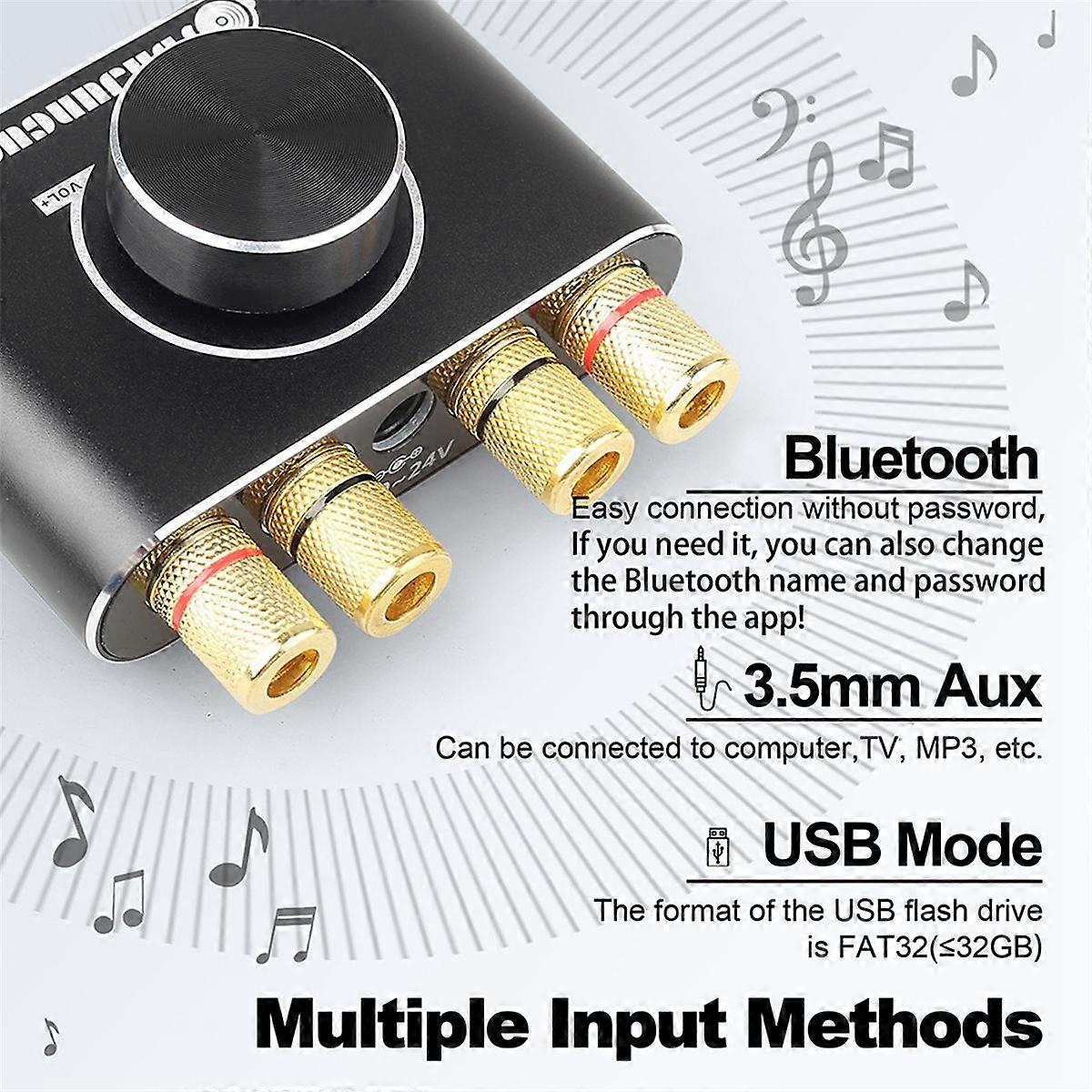 2.0 Channel 20W+20W Bluetooth Amp with Remote Control Function,Supports Bluetooth/USB/AUX Input