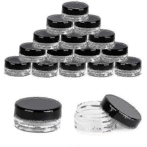 60-pack Small Plastic Jars With Black Lids, Labels Included, 3 Ml Each