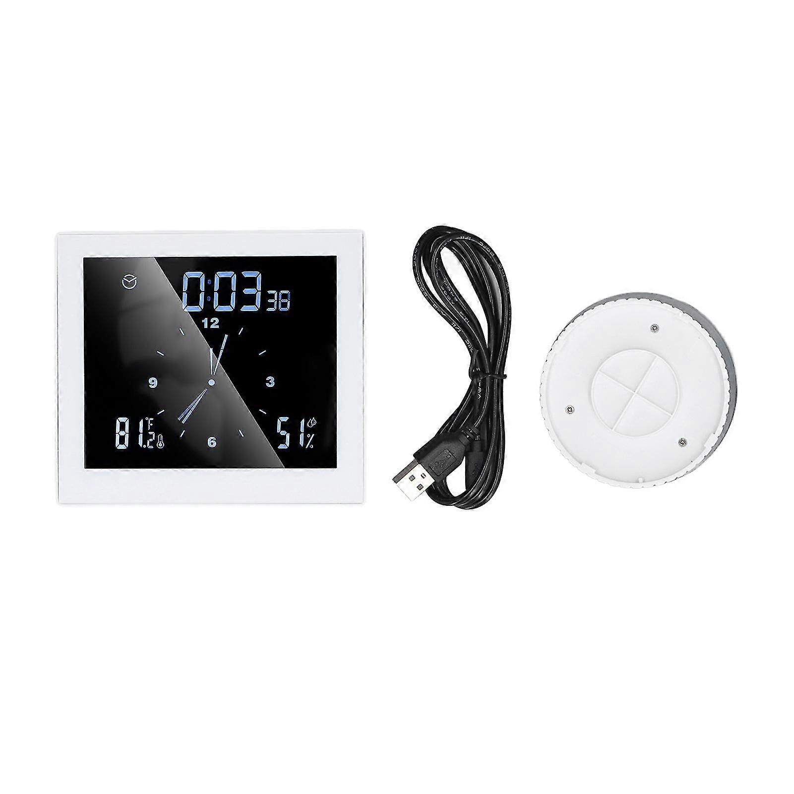 Waterproof Digital Wall Shower Clock with Temperature and Humidity Display - 5in White