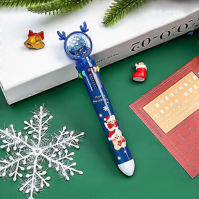 عشرة ألوان قلم حبر جاف كرتون معلقات الأيائل نويل هدايا ديكور مرح للأطفال سنة جديدة سعيدة 2024