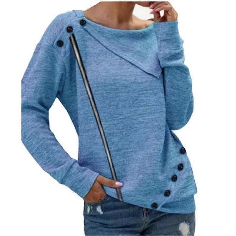 Solid color hot style long-sleeved button leather large lapel knitted top