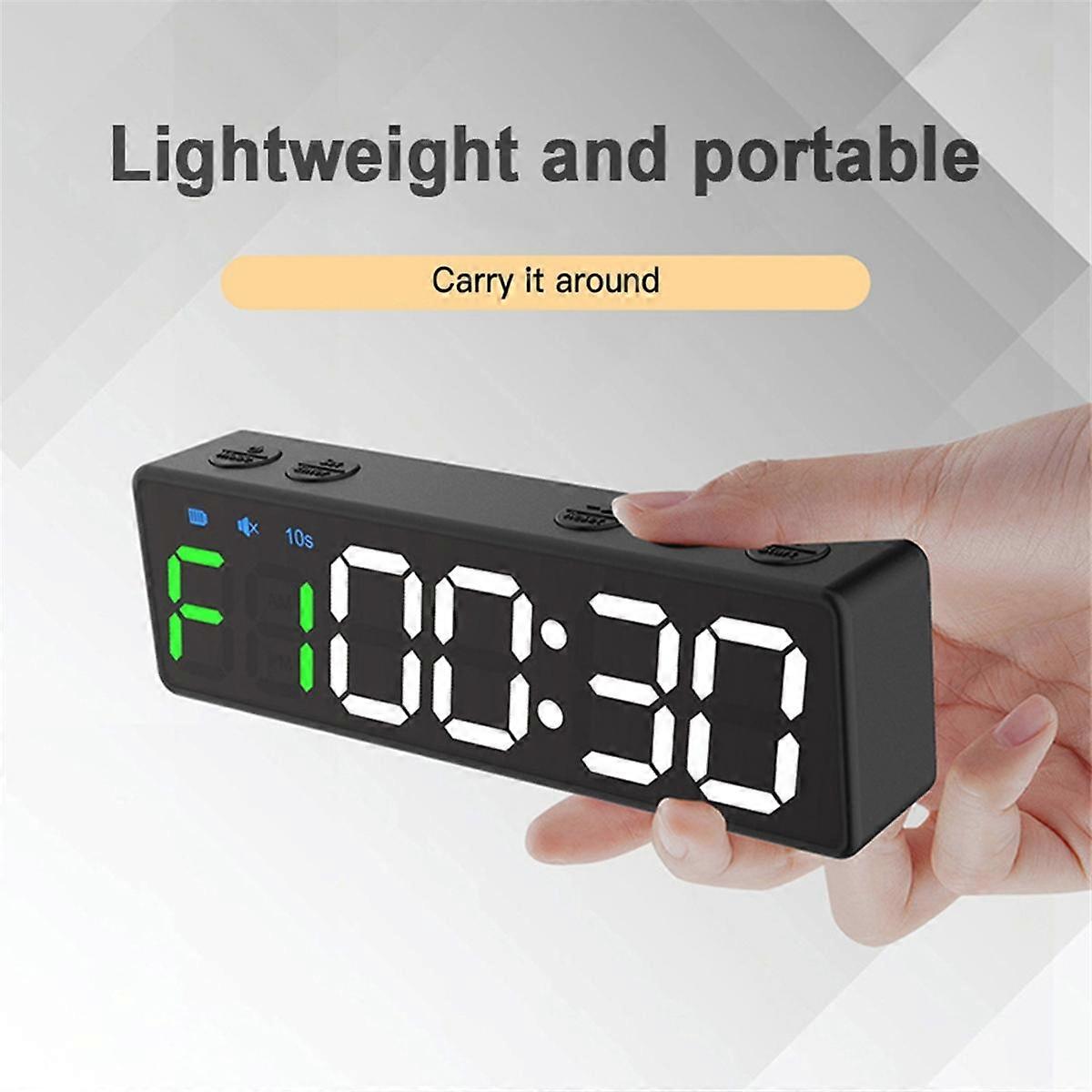 充電式ミニジムクロック - フィットネストレーニング用のカウントダウン/アップクロックと磁気バックを備えたポータブルストップウォッチ