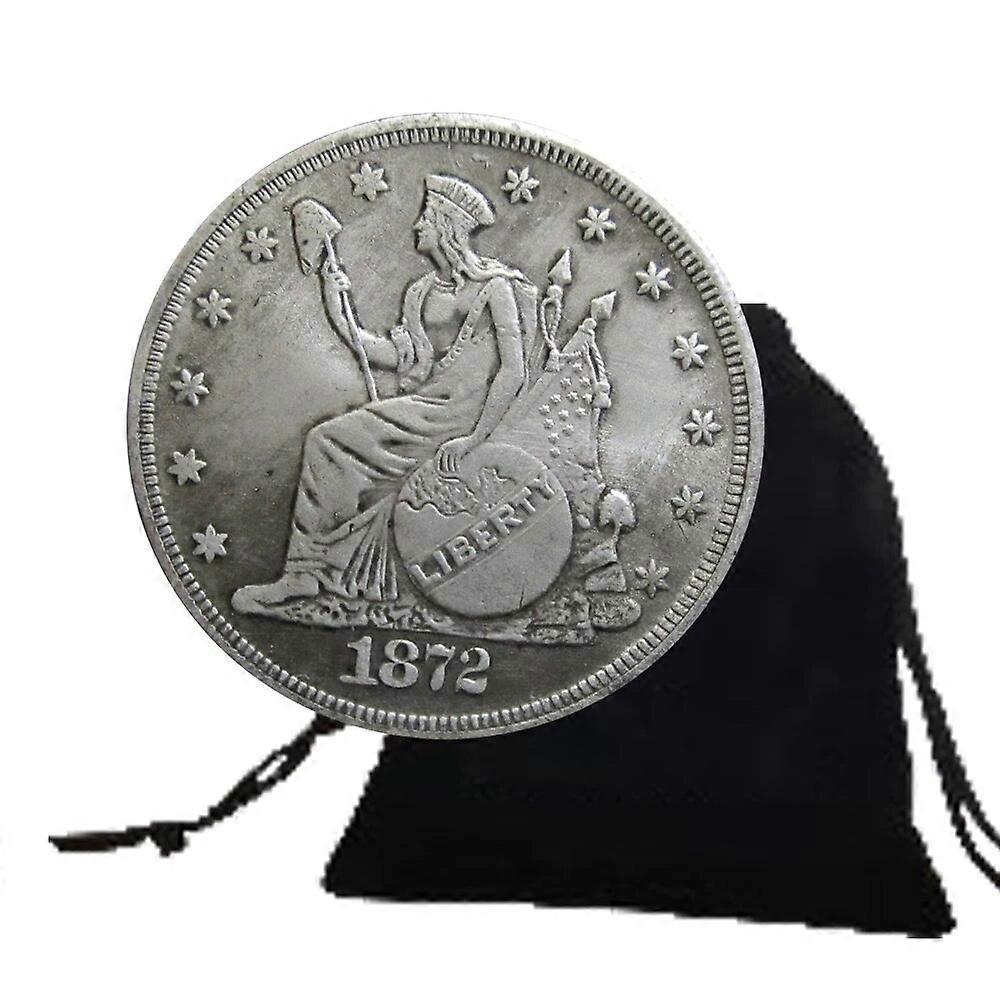 1872年ラブリバティピースコイン米国アートコインラッキーコインモーガンドルニッケル記念コイン友人のための高級ギフト+ギフトバッグ
